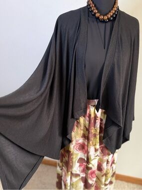 Banana Republic Black Draped Cardigan Shawl Open Front Lightweight
